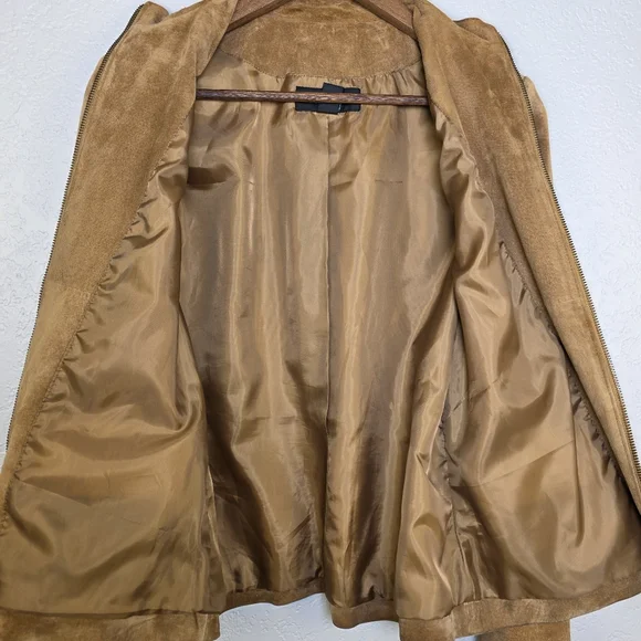 Alfani Women's Brown Suede Leather Zip-Up Jacket – Boho Classic Chic - Size M - Picture 9 of 15